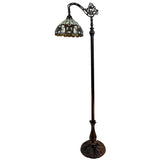 72" Brown Traditional Shaped Floor Lamp With Brown Stained Glass Bowl Shade