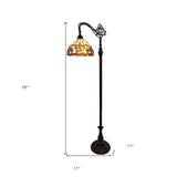 72" Brown Traditional Shaped Floor Lamp With Brown Stained Glass Bowl Shade