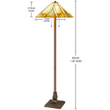 62" Brown Two Light Beige And Brown Geometric Stained Glass Floor Lamp