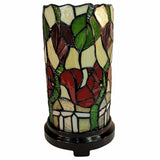 11" Tiffany Style Red Floral Accent Table Lamp