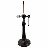 24" Dark Brown Metal Two Light Candlestick Table Lamp With Orange Shade
