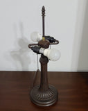 23" Dark Brown Metal Two Light Candlestick Table Lamp With White Shade