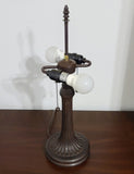 23" Dark Brown Metal Two Light Candlestick Table Lamp With Green Shade