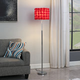 63" Steel Traditional Shaped Floor Lamp With Red Drum Shade