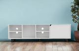 71" White Particle Board Open Shelving TV Stand