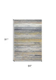 5' X 8' Gold Abstract Stain Resistant Area Rug