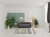 5' X 8' Gold Abstract Stain Resistant Area Rug