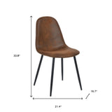 Set Of Four Brown And Black Upholstered Faux Leather Dining Chairs