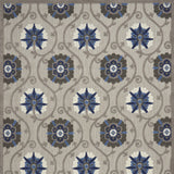 10' X 13' Grey And Blue Floral Non Skid Indoor Outdoor Area Rug