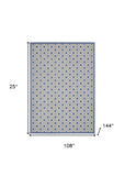 9' X 12' Blue And Grey Gingham Non Skid Indoor Outdoor Area Rug