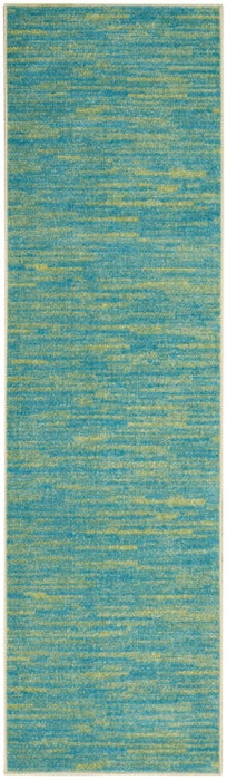 2' X 10' Blue And Green Striped Non Skid Indoor Outdoor Runner Rug