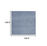 9' X 9' Blue And Grey Square Striped Non Skid Indoor Outdoor Area Rug