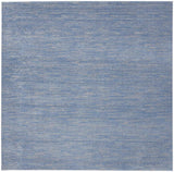 9' X 9' Blue And Grey Square Striped Non Skid Indoor Outdoor Area Rug