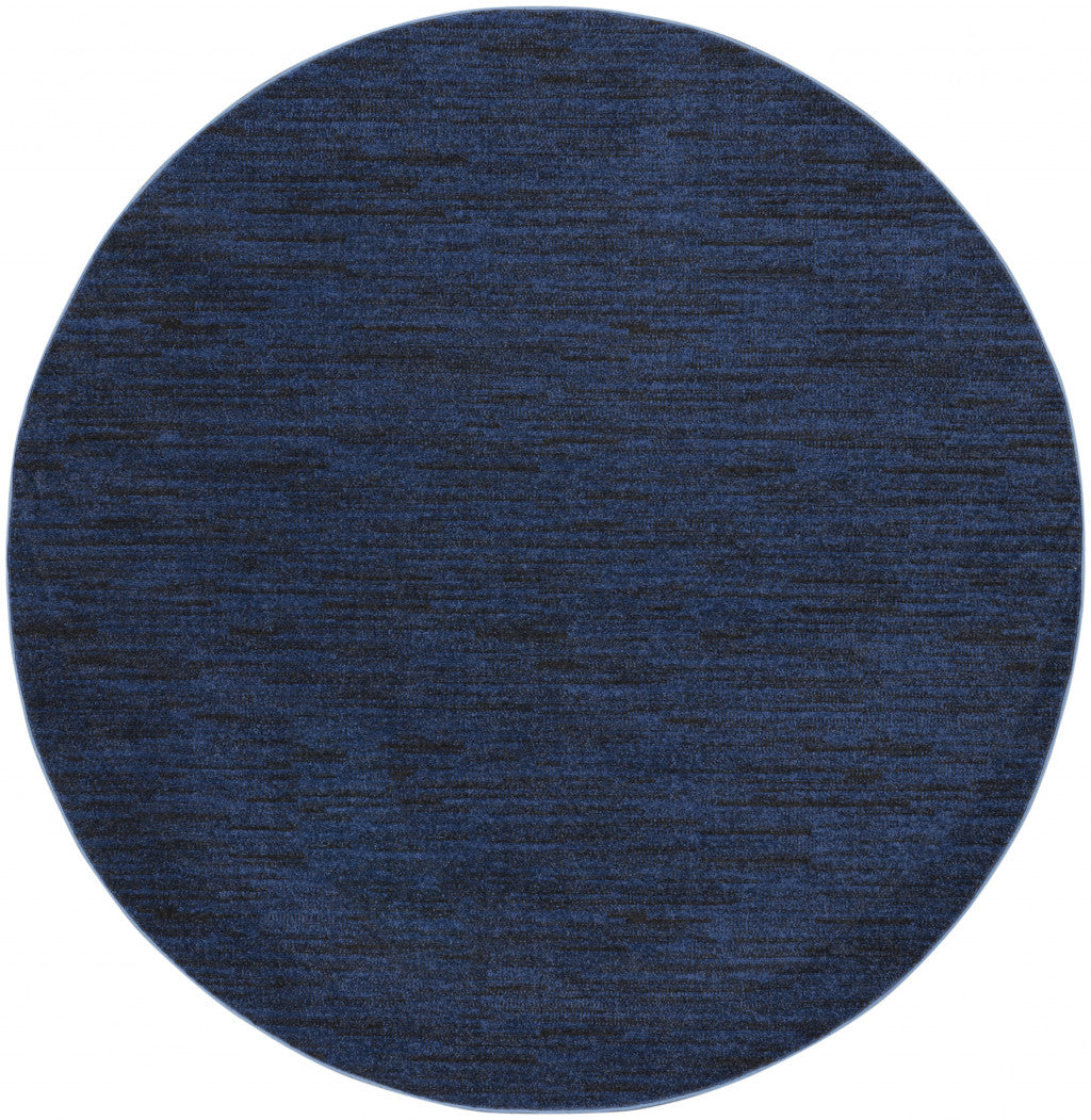 8' X 8' Midnight Blue Round Non Skid Indoor Outdoor Area Rug
