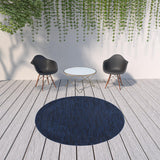 8' X 8' Midnight Blue Round Non Skid Indoor Outdoor Area Rug