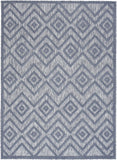 5' X 7' Denim Blue Argyle Indoor Outdoor Area Rug