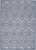 6' X 9' Denim Blue Argyle Indoor Outdoor Area Rug