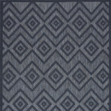 6' X 9' Navy Blue Argyle Indoor Outdoor Area Rug