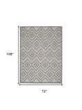 6' X 9' Silver Grey Argyle Indoor Outdoor Area Rug