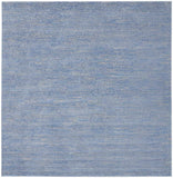 5' X 5' Blue And Grey Square Striped Non Skid Indoor Outdoor Area Rug
