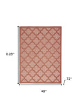 4' X 6' Coral Orange Ikat Indoor Outdoor Area Rug