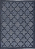 5' X 7' Navy Blue Ikat Indoor Outdoor Area Rug