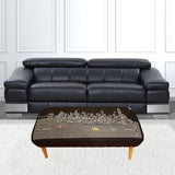 38" Gray Wool And Brown Ottoman