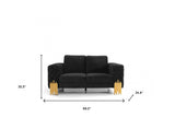 Stylish 69" Black Velvet And Gold Accent Loveseat