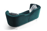 83" Green Two Person Curved Metal Legs Sofa Chaise