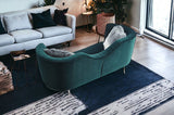 83" Green Two Person Curved Metal Legs Sofa Chaise