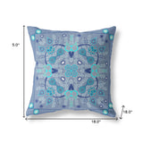 18" X 18" Dark Blue Blown Seam Floral Indoor Outdoor Throw Pillow