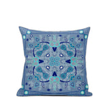 18" X 18" Dark Blue Blown Seam Floral Indoor Outdoor Throw Pillow