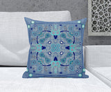 20" X 20" Dark Blue Blown Seam Floral Indoor Outdoor Throw Pillow