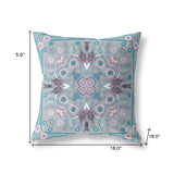 18" X 18" Grey And Pink Blown Seam Floral Indoor Outdoor Throw Pillow