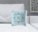 16" X 16" Light White Blown Seam Floral Indoor Outdoor Throw Pillow