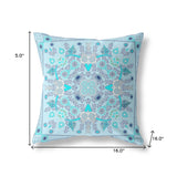 16" X 16" Light Grey Blown Seam Floral Indoor Outdoor Throw Pillow