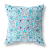 26" X 26" Light Grey Blown Seam Floral Indoor Outdoor Throw Pillow