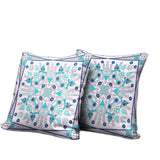 26" X 26" Light Blue Blown Seam Floral Indoor Outdoor Throw Pillow