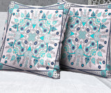 26" X 26" Light Blue Blown Seam Floral Indoor Outdoor Throw Pillow