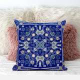 16" X 16" Midnight White Blown Seam Floral Indoor Outdoor Throw Pillow