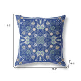 16" X 16" Midnight White Blown Seam Floral Indoor Outdoor Throw Pillow