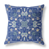 20" X 20" Midnight White Blown Seam Floral Indoor Outdoor Throw Pillow