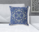 20" X 20" Midnight White Blown Seam Floral Indoor Outdoor Throw Pillow