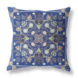 18" X 18" Midnight Green Blown Seam Floral Indoor Outdoor Throw Pillow