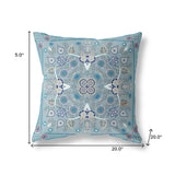 20" X 20" Muted White Blown Seam Floral Indoor Outdoor Throw Pillow