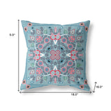 18" X 18" Muted Red Blown Seam Floral Indoor Outdoor Throw Pillow