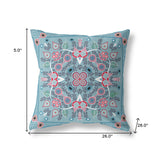 26" X 26" Muted Red Blown Seam Floral Indoor Outdoor Throw Pillow