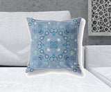 20" X 20" Muted White Blown Seam Floral Indoor Outdoor Throw Pillow