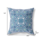 26" X 26" Muted White Blown Seam Floral Indoor Outdoor Throw Pillow