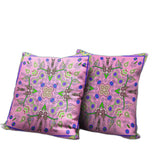 16" X 16" Pink And Green Blown Seam Floral Indoor Outdoor Throw Pillow